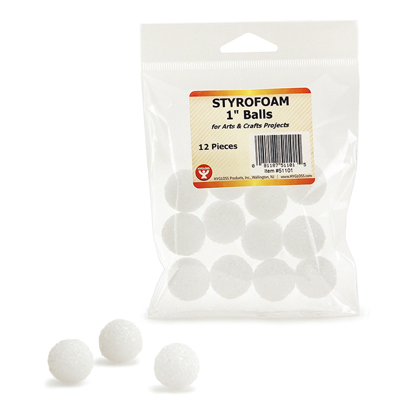 Styrofoam Balls, 1", Pack of 12