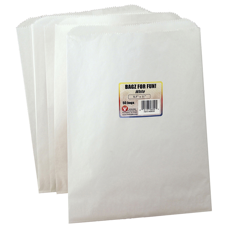 White Pinch Bottom Bags, 8.5" x 11", 50 bags