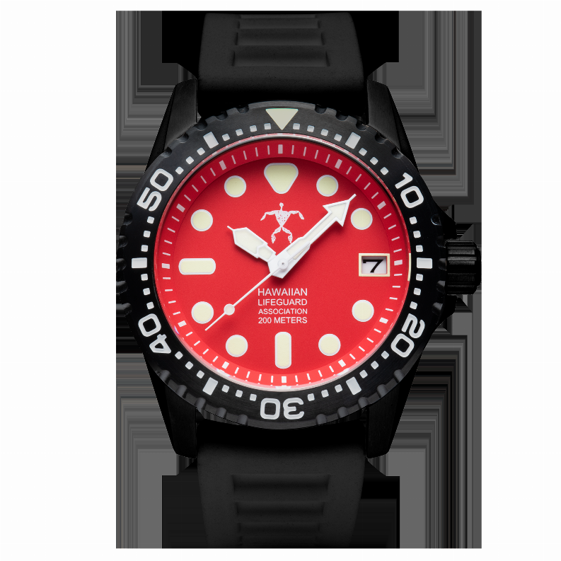 Hawaiian Lifeguard Association Dive Watch Quartz - one size - 42MMBLACK CASE/RED DIAL/BLACK STRAPHLA 5418