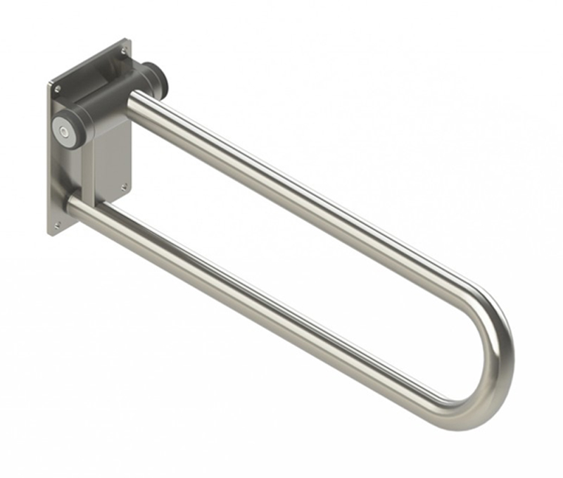 28"/71cm P.T. Rail Hinged Grab Bar, Left, Bright Polish Chrome