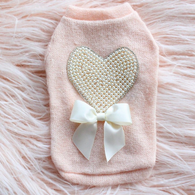 Pearl Heart Sweater - Medium Peach