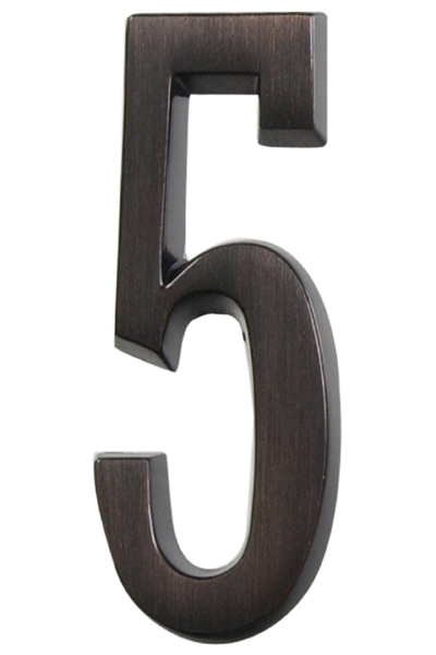 4" Aged Bronze Plated Number 5