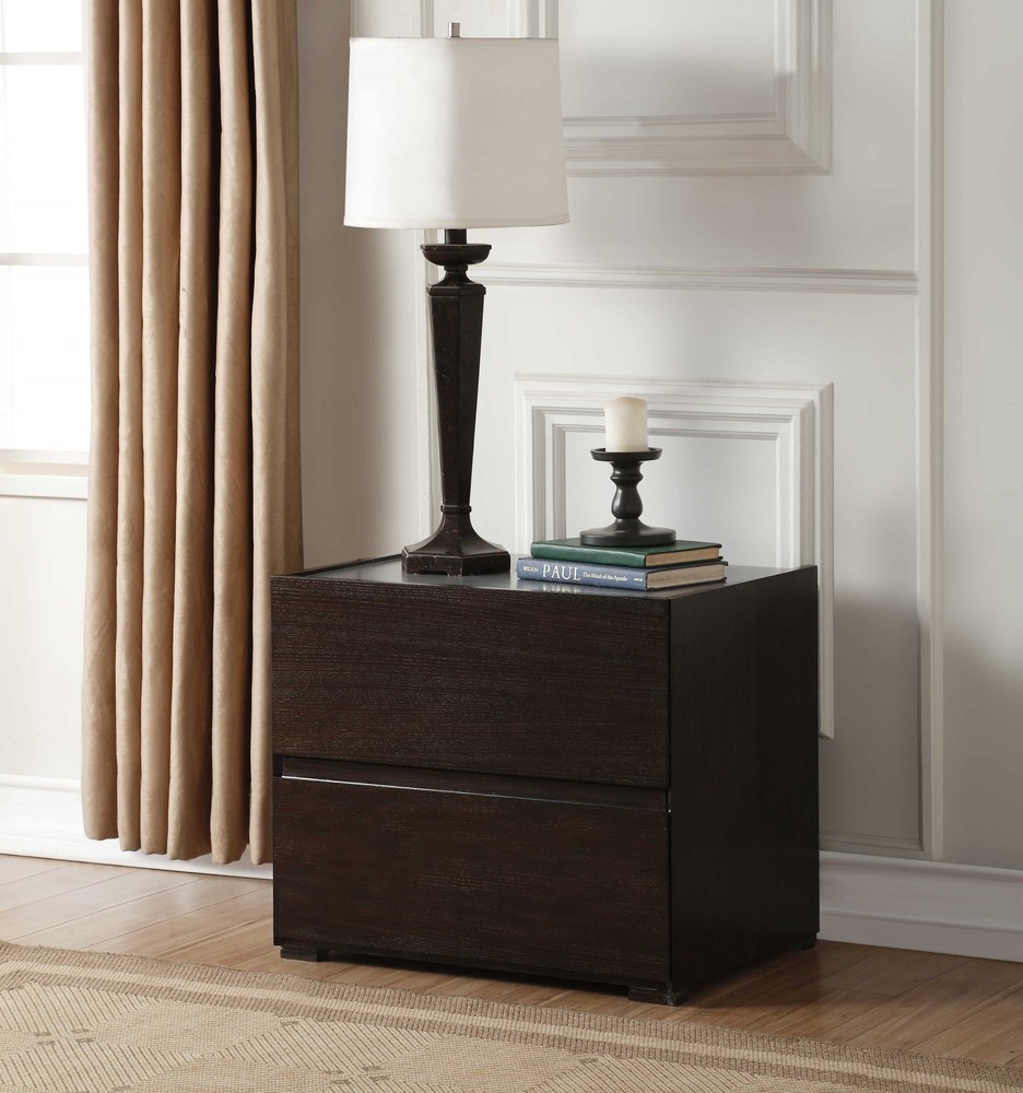 24" X 17" X 20" Dark Grey And Light Epresso Mdf Nightstand