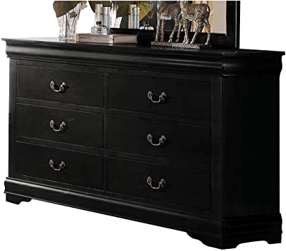 57" X 15" X 33" Black Wood Dresser