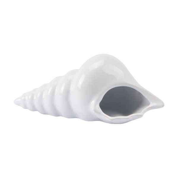 8.1" X 3.6" X 3.3" Smooth White Ceramic Shell Sculpture
