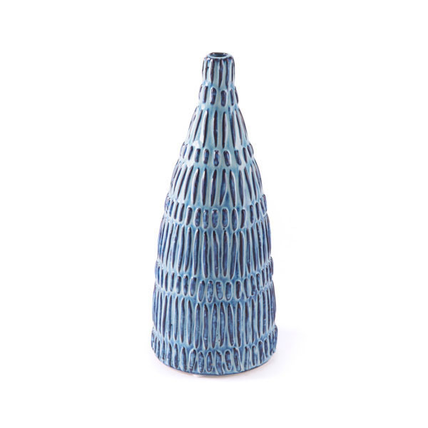 4.9" X 4.9" X 12" Small Blue And White Coastal Bottle