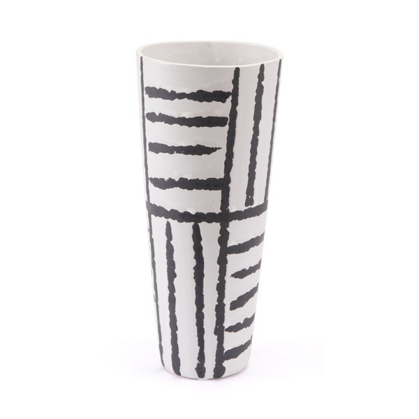 5.1" X 5.1" X 11.8" Small Black And White Grpahic Vase