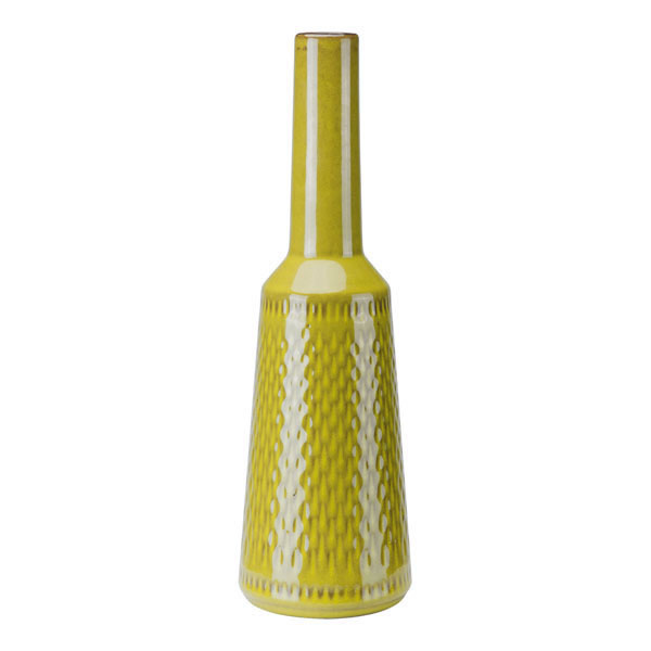 4.3" X 4.3" X 14" Small Long Olive Green Neck Bottle
