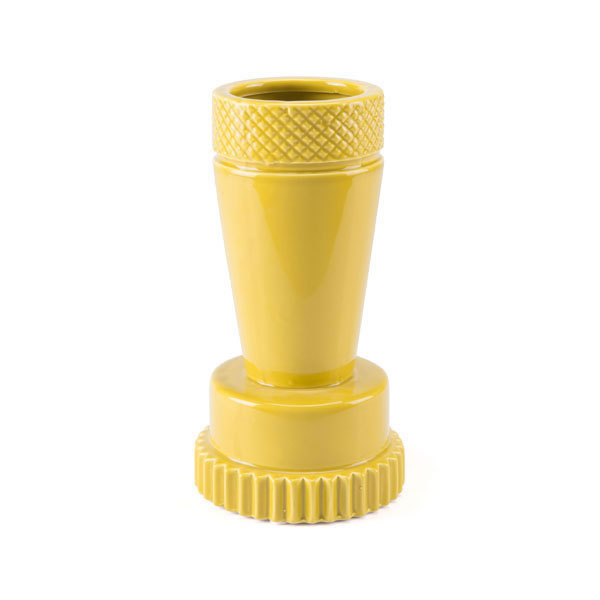 5.1" X 5.1" X 10" Small Decorative Yellow Vase