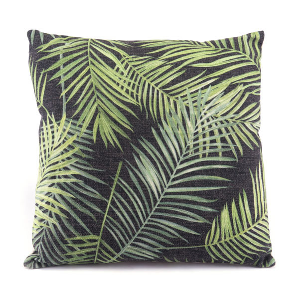 17.7" X 17.7" X 1.2" Tropical Black And Green Multicolor Pillow