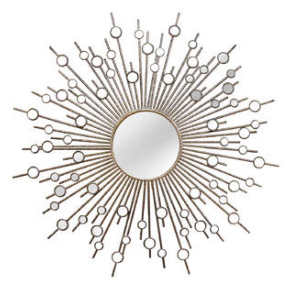 Bronze Modern Sunburst Design Wall Mirror with Mini Mmirrors