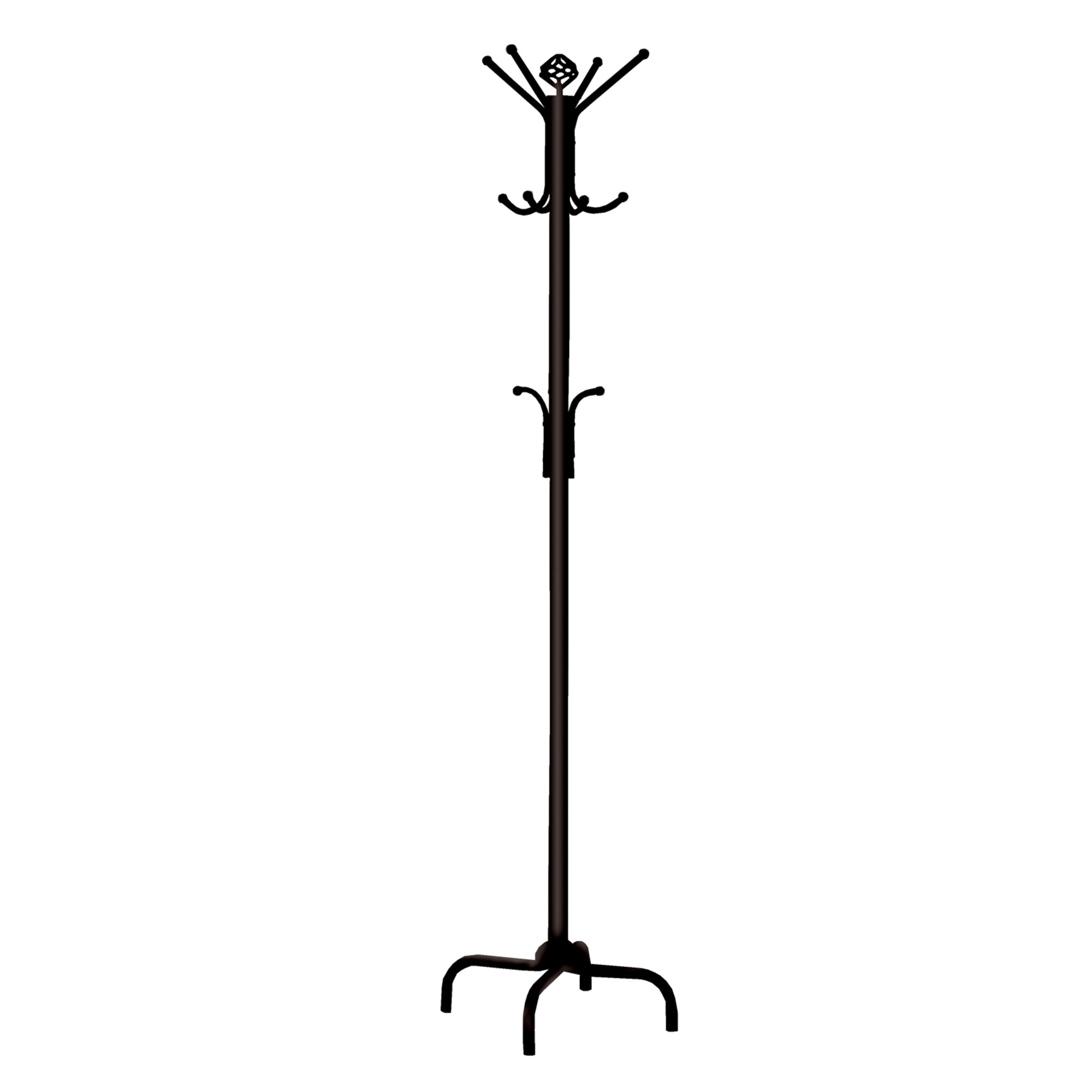 19" x 19" x 70" Black Metal Coat Rack