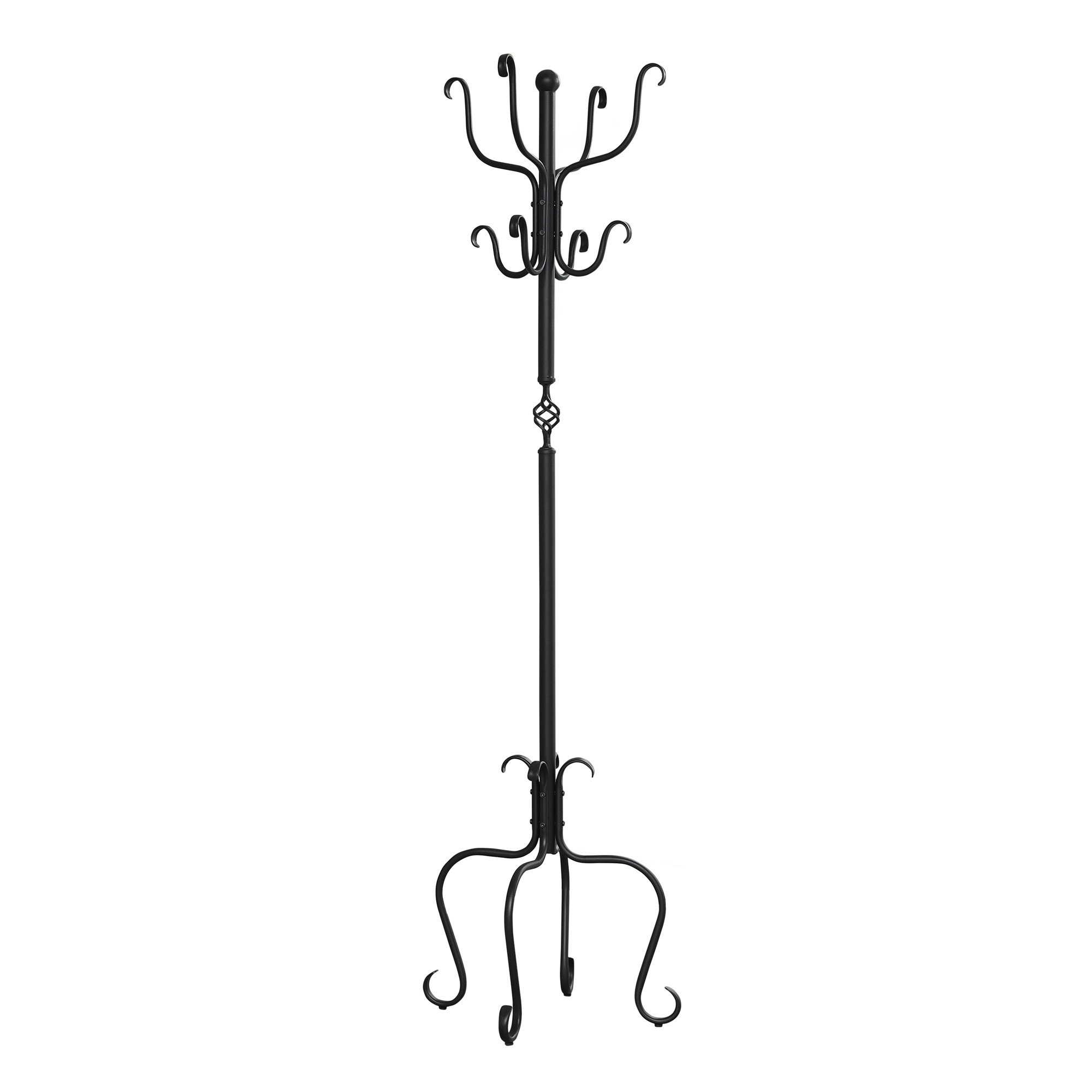 21" x 21" x 74" Black Metal Coat Rack