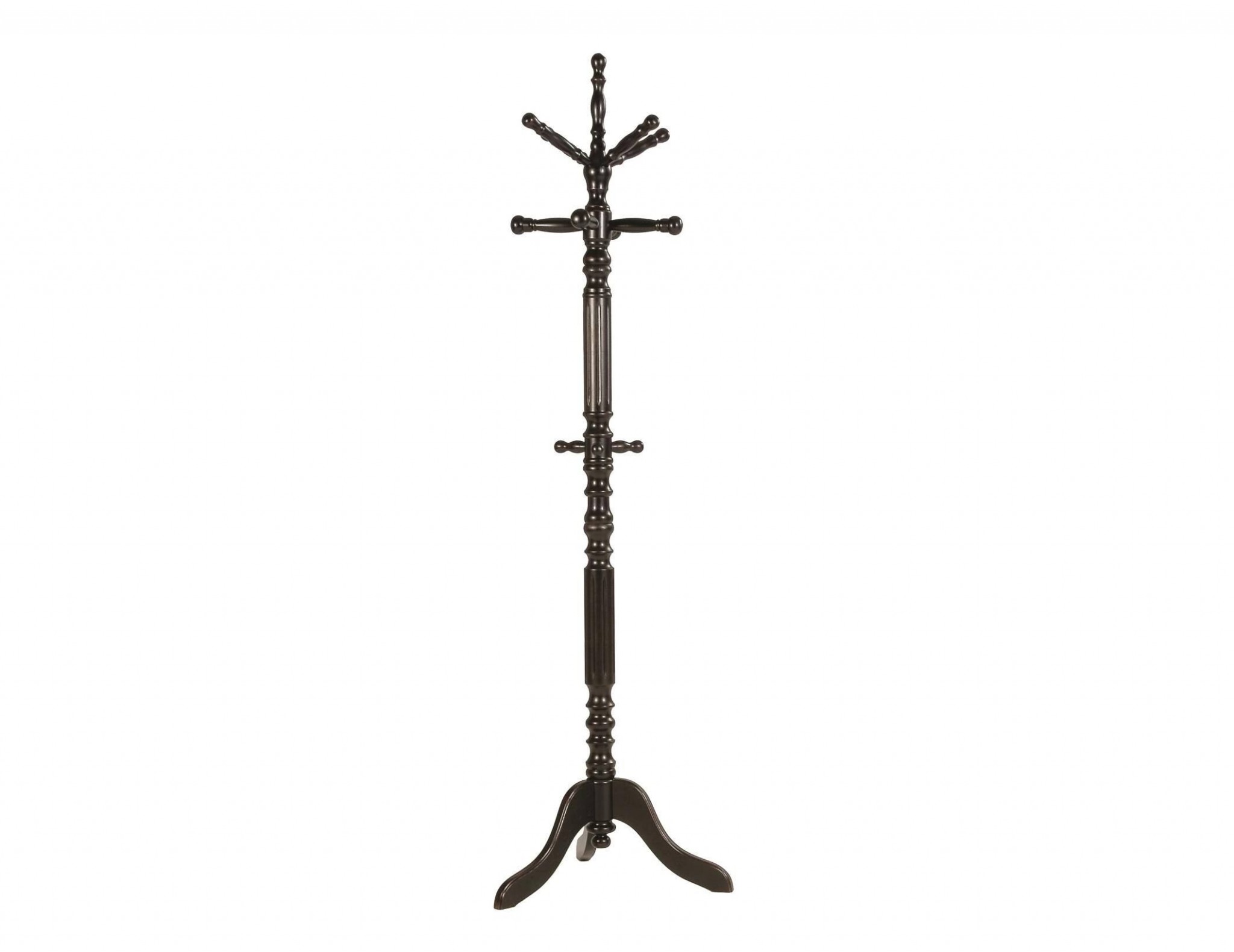 Traditional Black Finish Hardwood Coat Stand