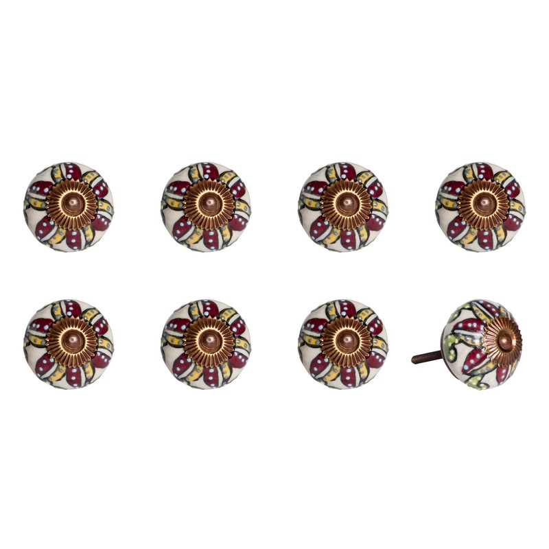 1.5" x 1.5" x 1.5" Ceramic/Metal Multicolor 8 Pack Knob