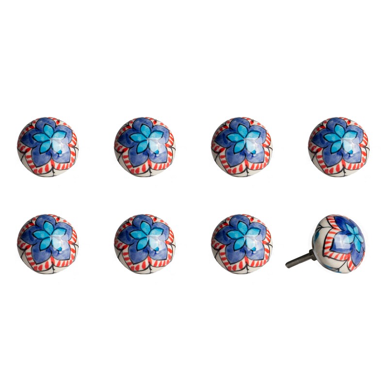 1.5" x 1.5" x 1.5" Ceramic/Metal Multicolor 8 Pack Knob