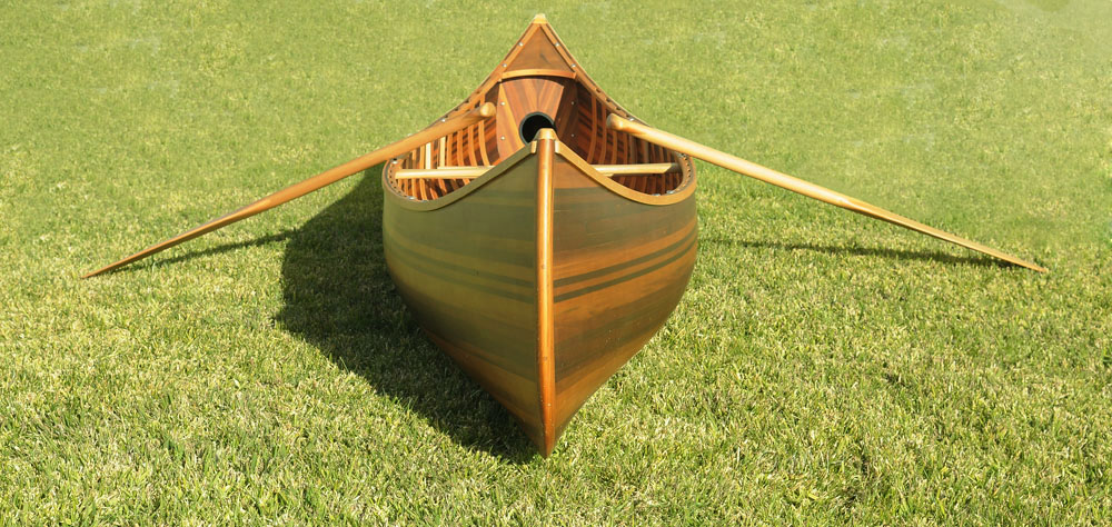 26.25" x 118.5" x 16" Matte Finish, Wooden Canoe With Ribs Curved Bow