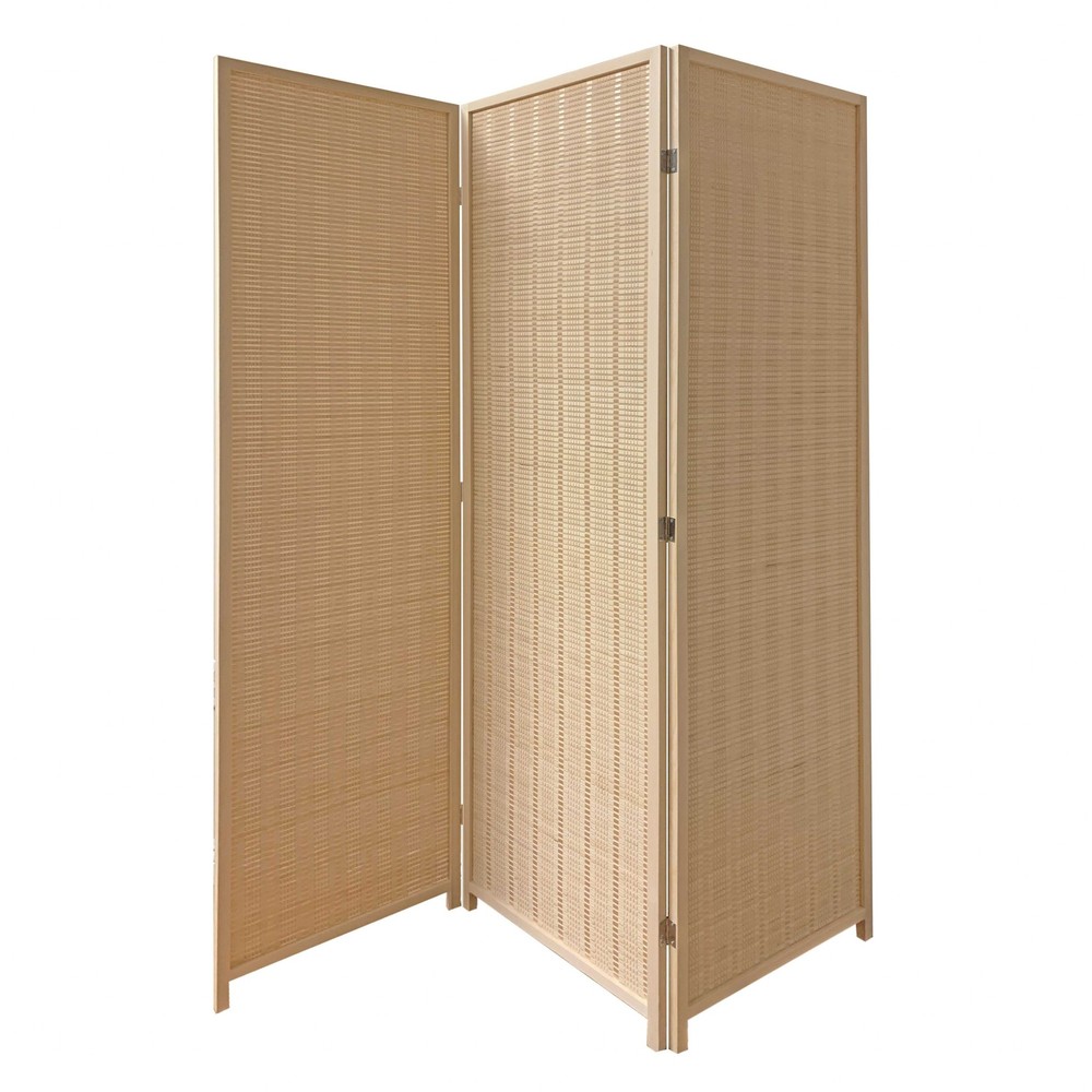 57" x 1" x 71" Brown, Bamboo, 3 Panel Kyoto Screen