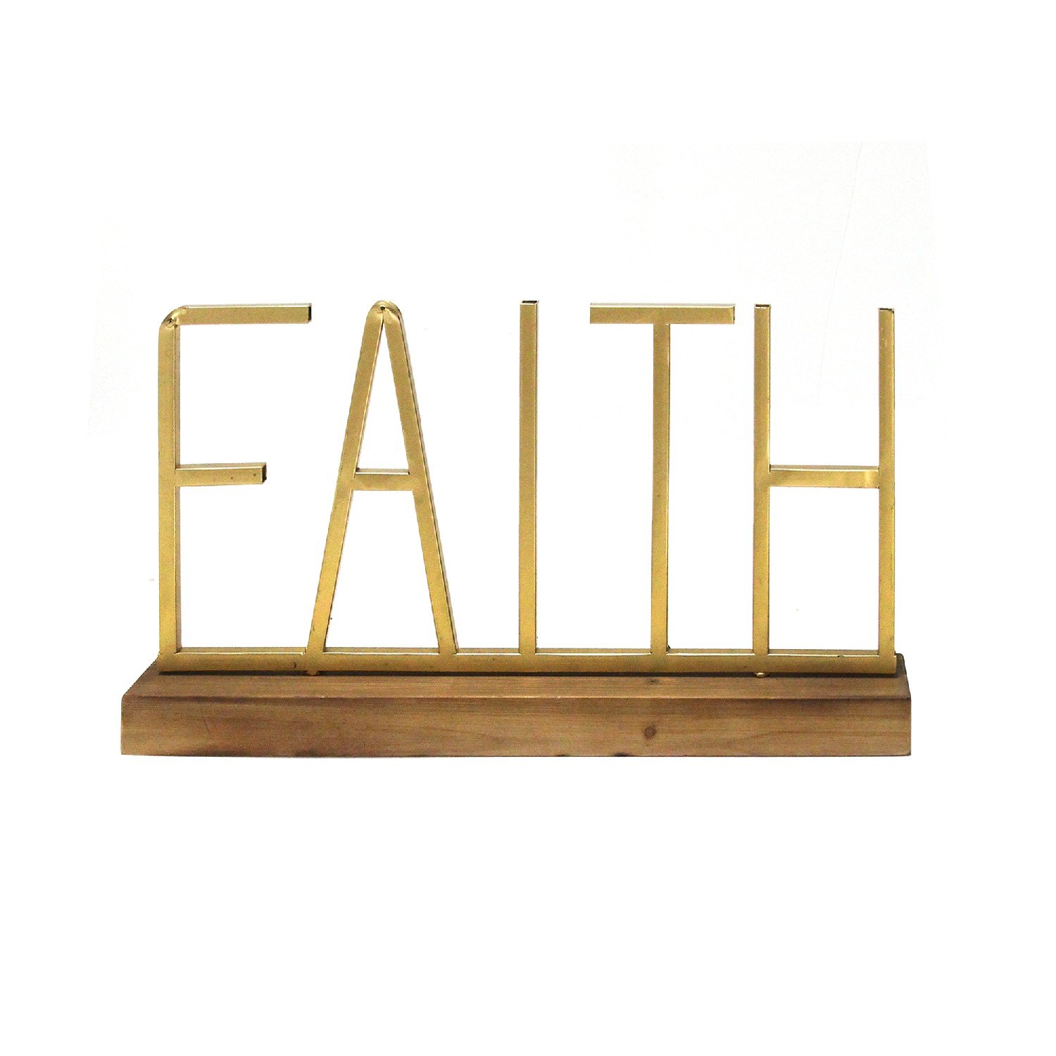 Faith Gold Metal and Wood Tabletop