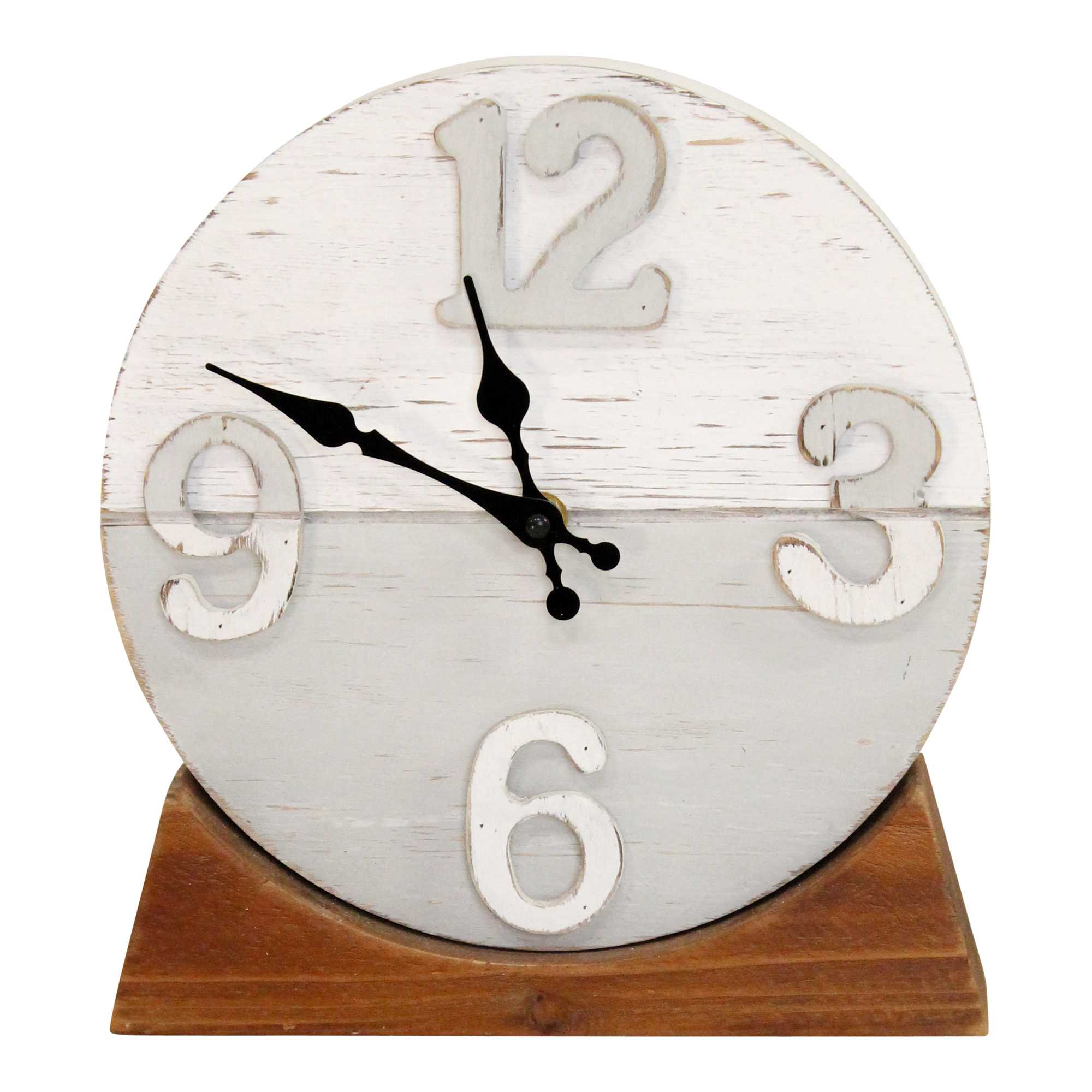 Coastal Two-Tone Wood Table Clock