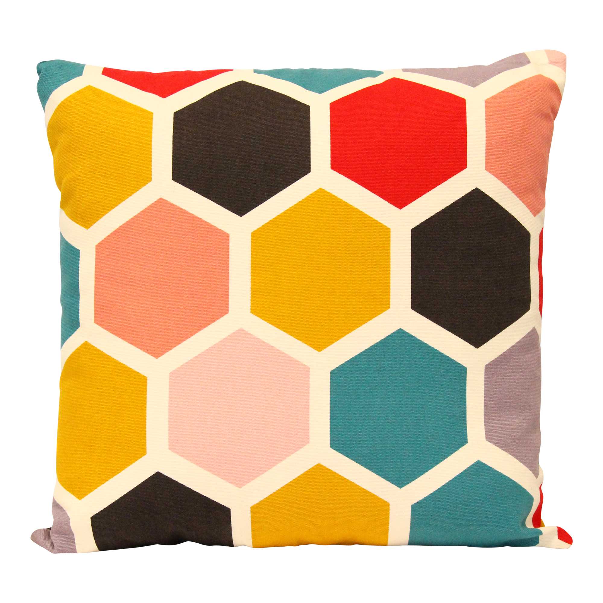 Multi Color Geometric Hexagon Design Square Pillow