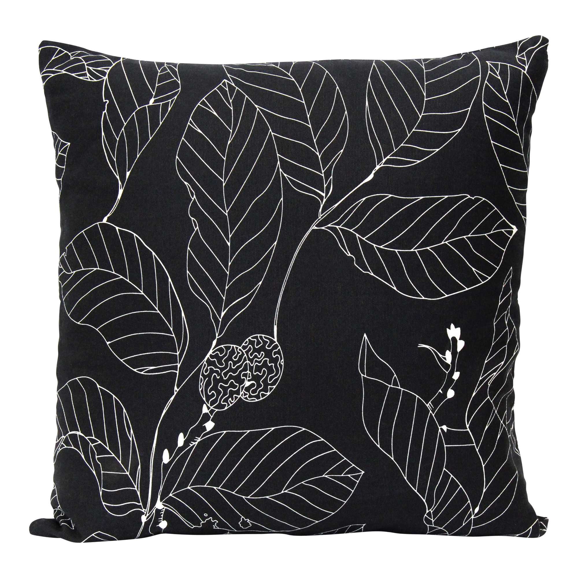 Black Leaf Outline Square Pillow