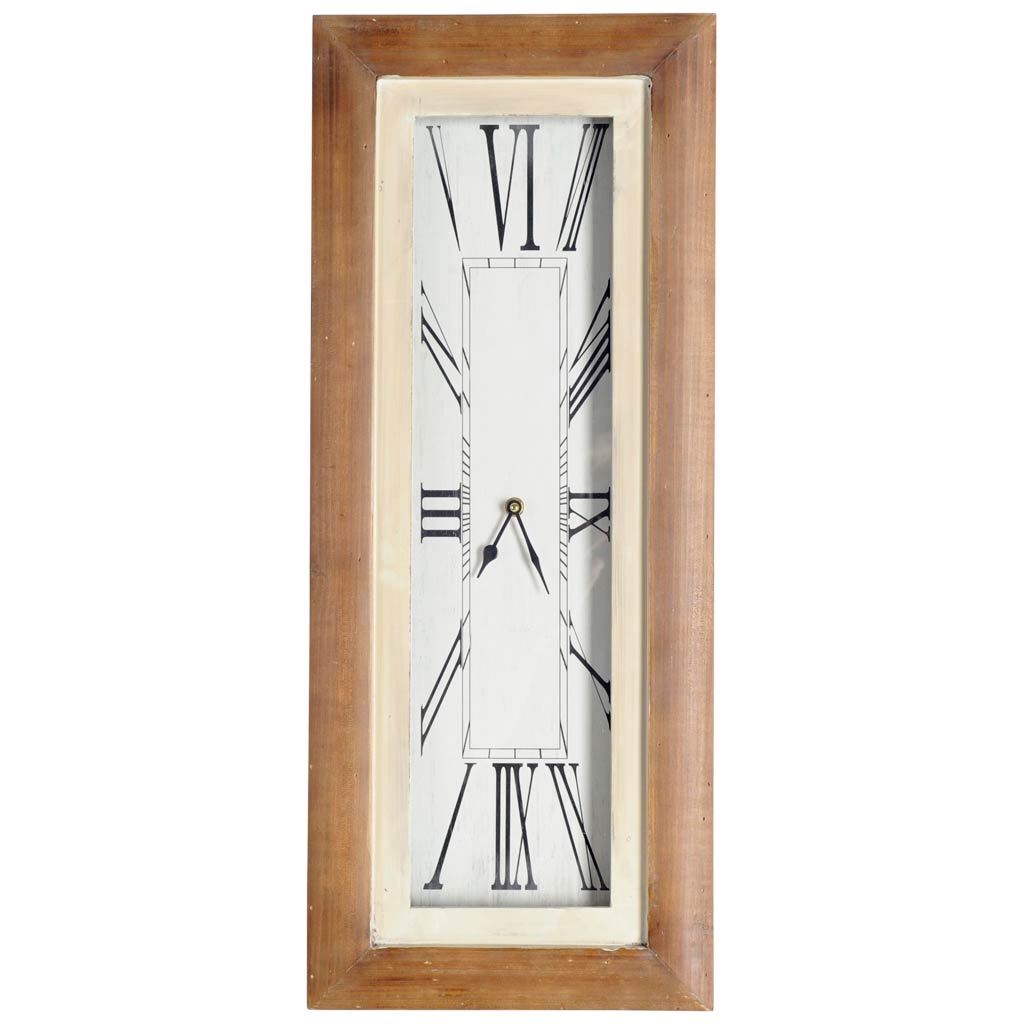 Rectangular Brown Industrial styleWall Clock w/ Paper Face Encased in Glass