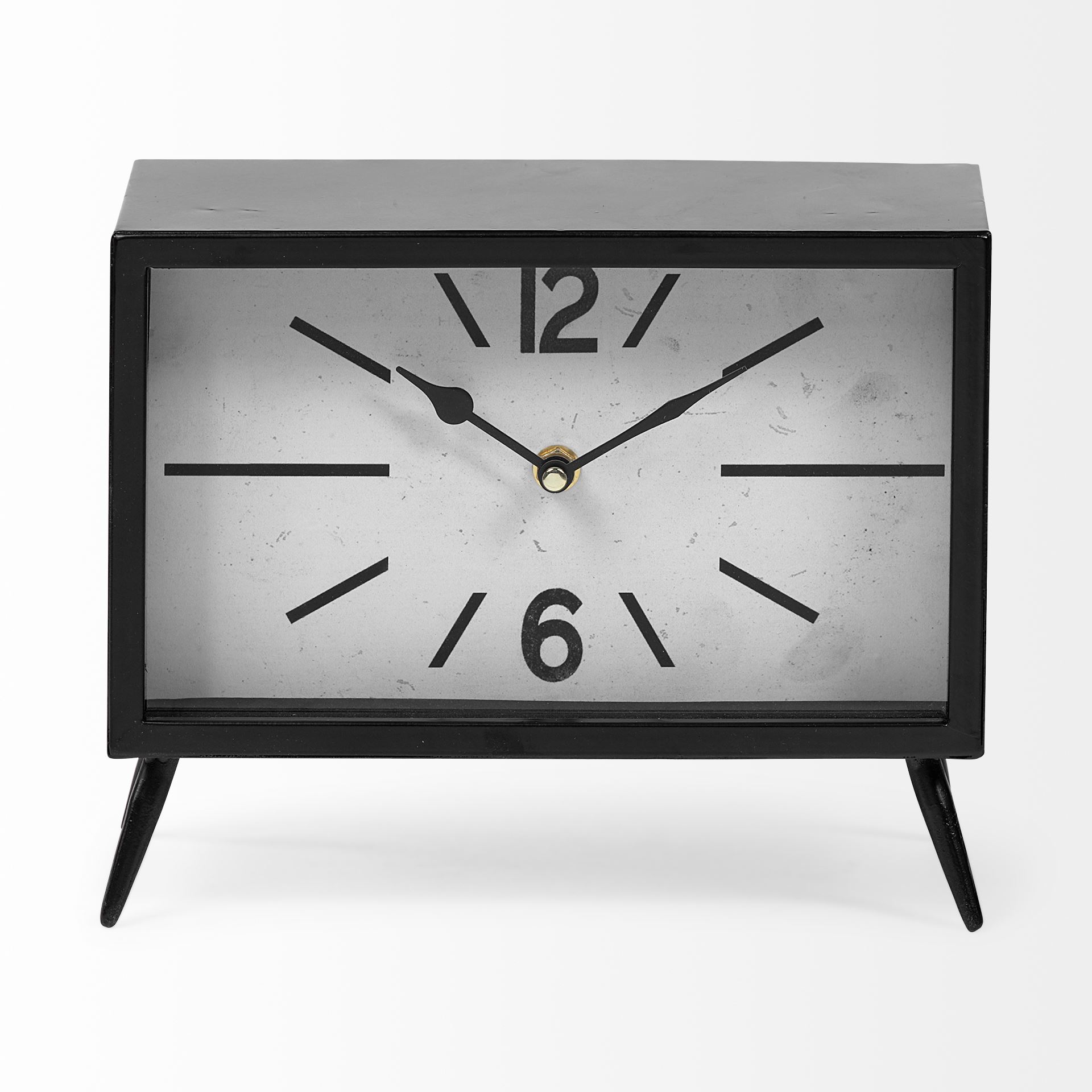 Rectangular Black Metal Desk/Table Clock