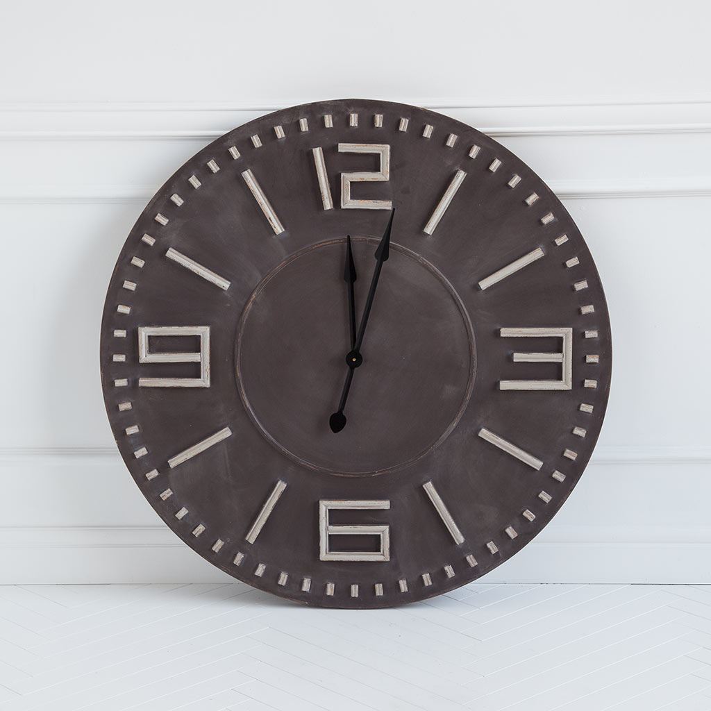 42"Oversize Round Industrial styleWall Clock w/ Bold Block Numbers and Black Hands