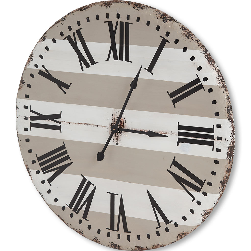 41.5"Oversize Round Farmhouse Wall Clock w/ Faux Rusted Edging
