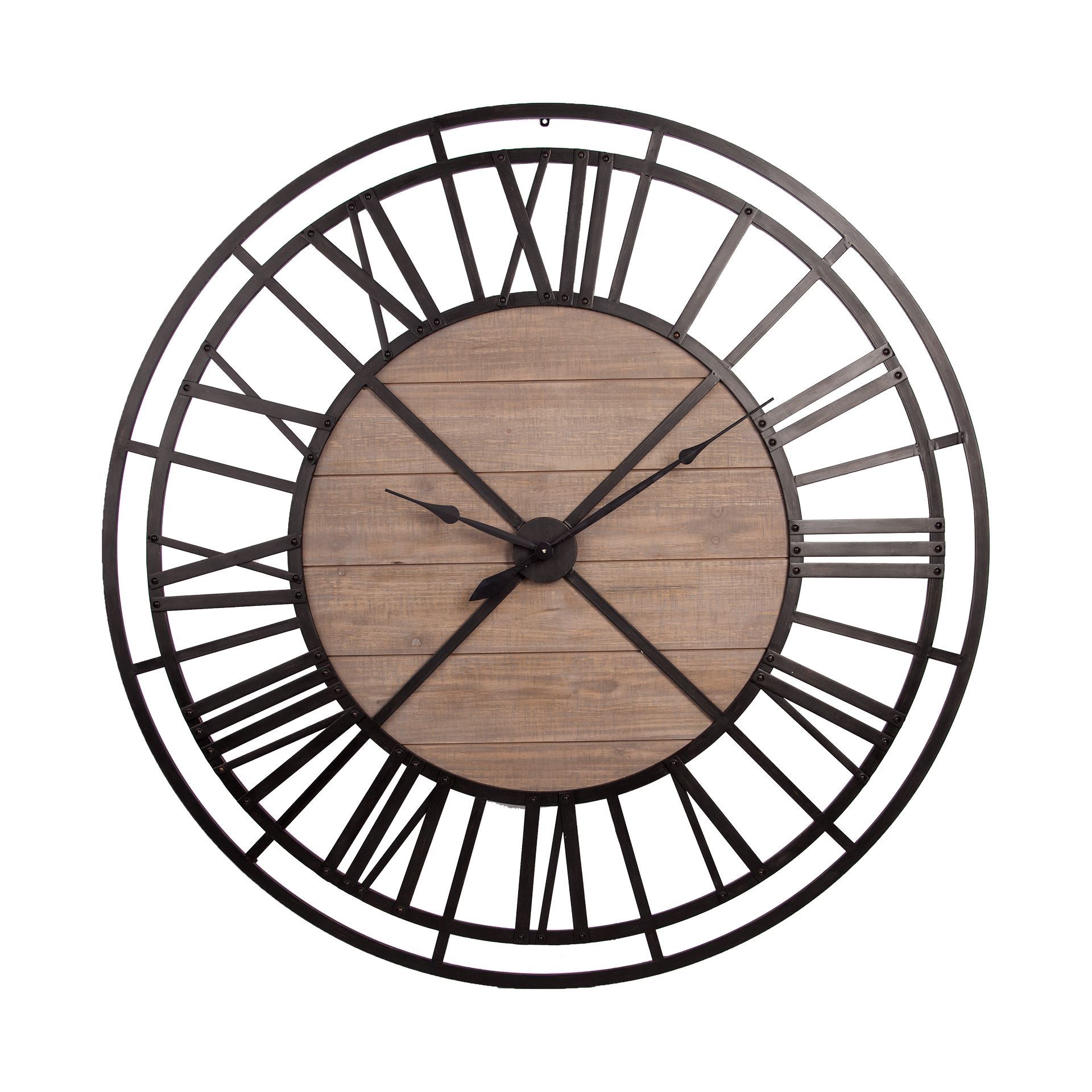 59" Round XL Industrial styleWall Clock w/ Matte Metal Frame