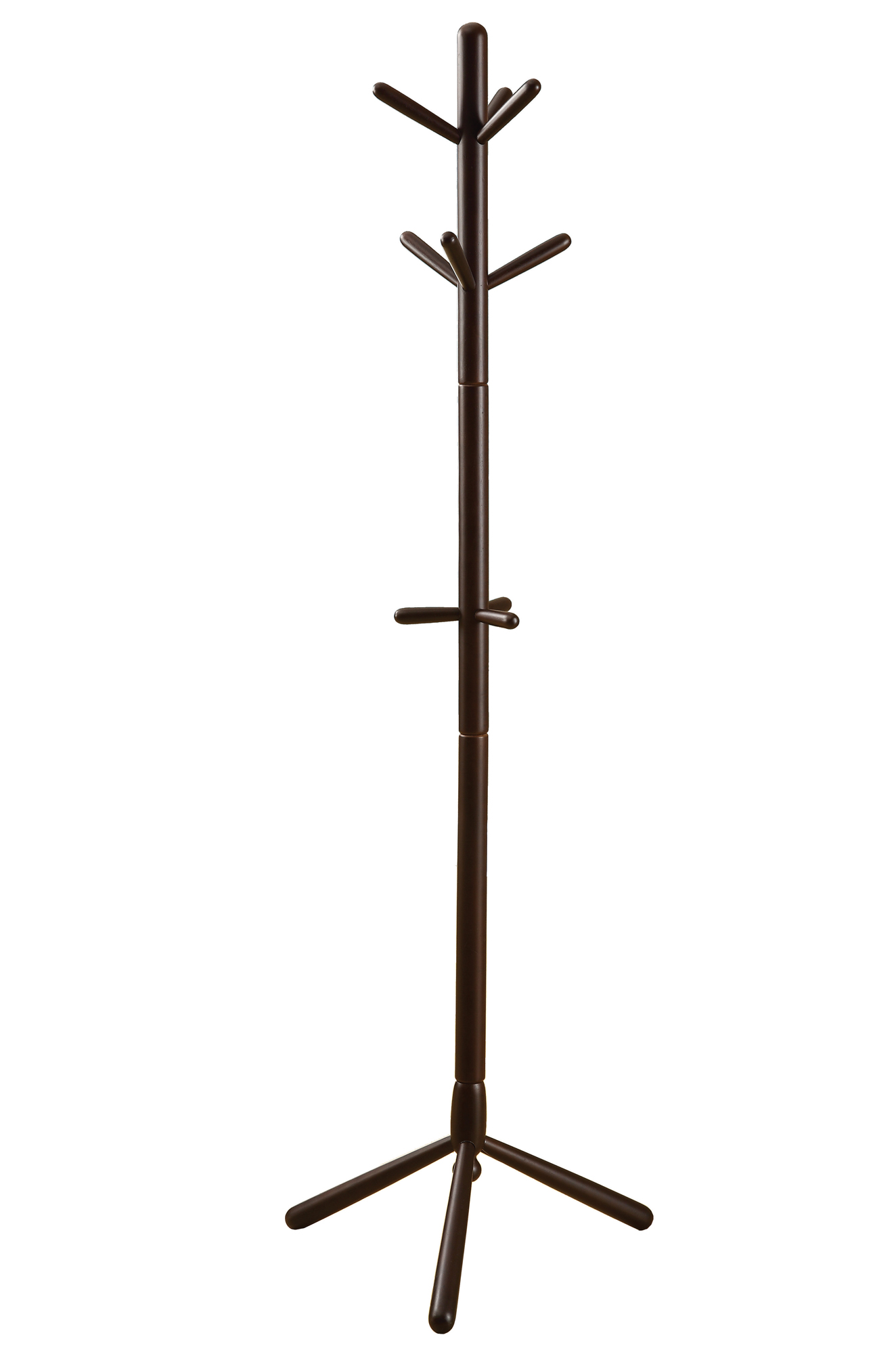 16.25" x 16.25" x 69" Cappuccino Solid Wood Coat Rack