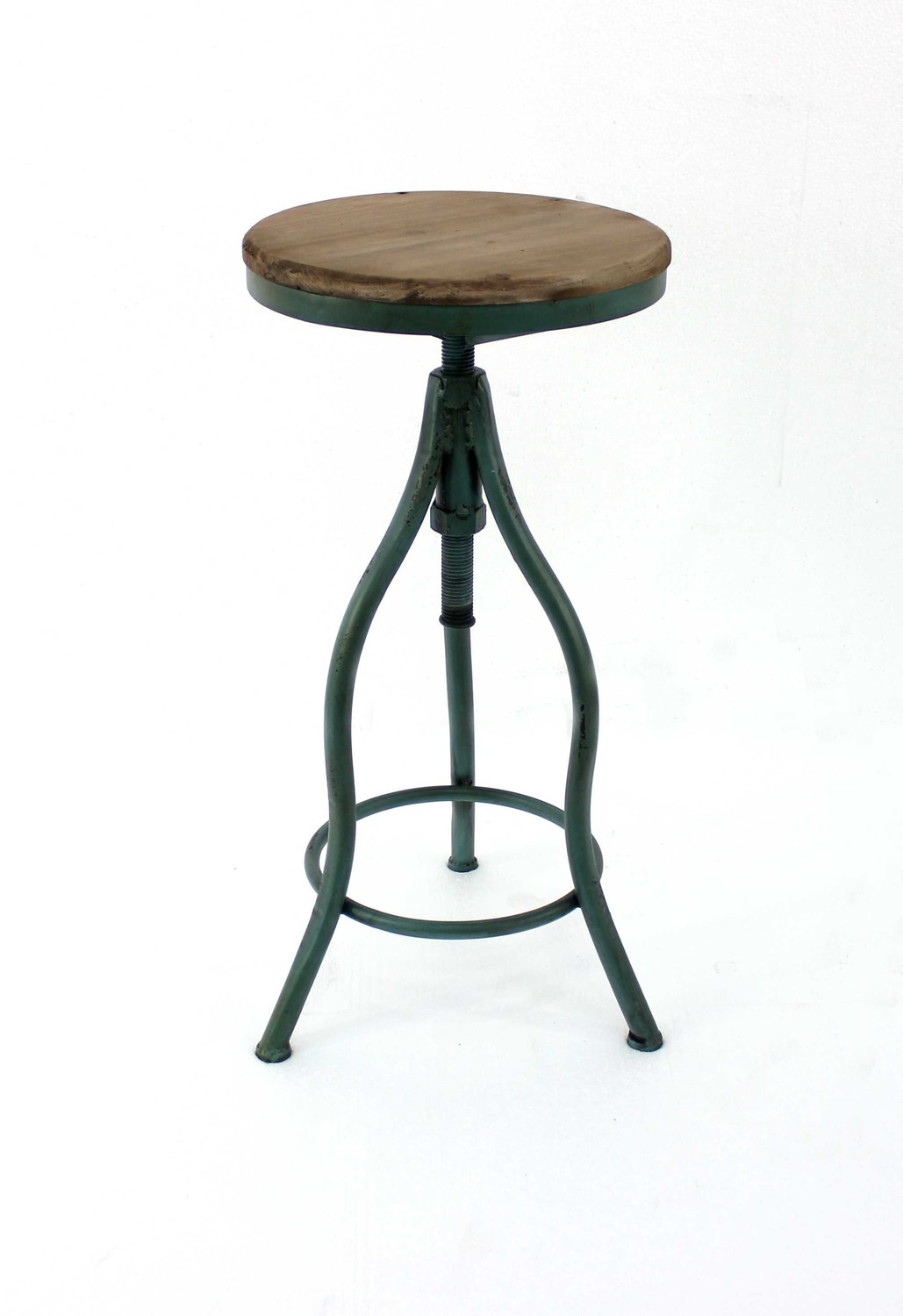 19" x 18.5" x 32" Teal, Vintage, Metal Frame And Wood Top - Bar Stool