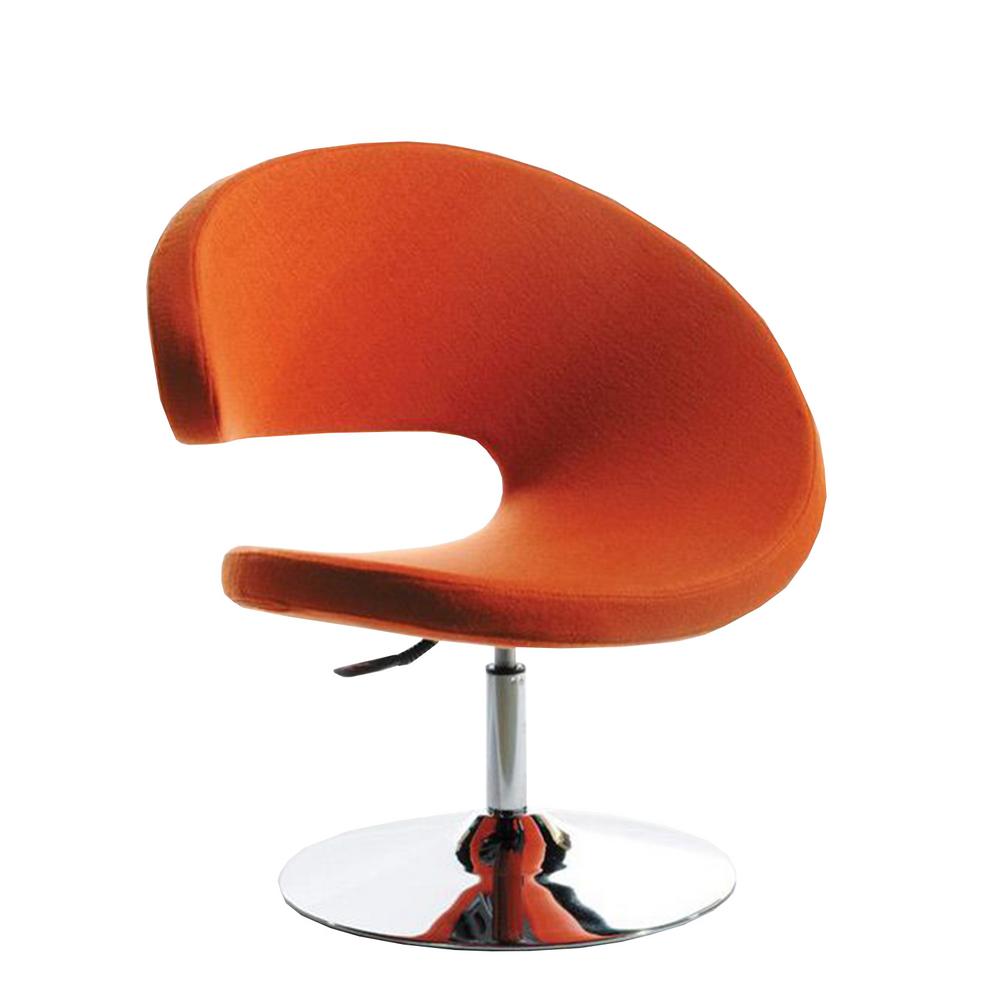 34" Orange Fabric Polyester and Wool Lounge Chair