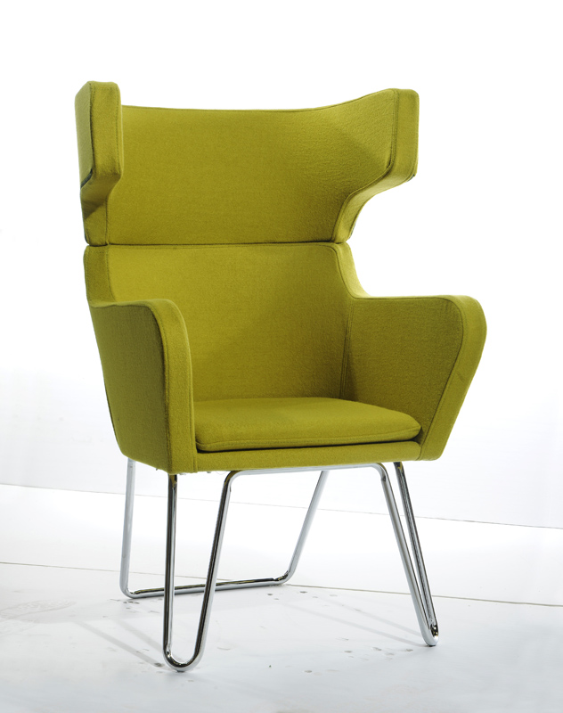 43" Green Fabric Wool and Polyester Lounge Chair