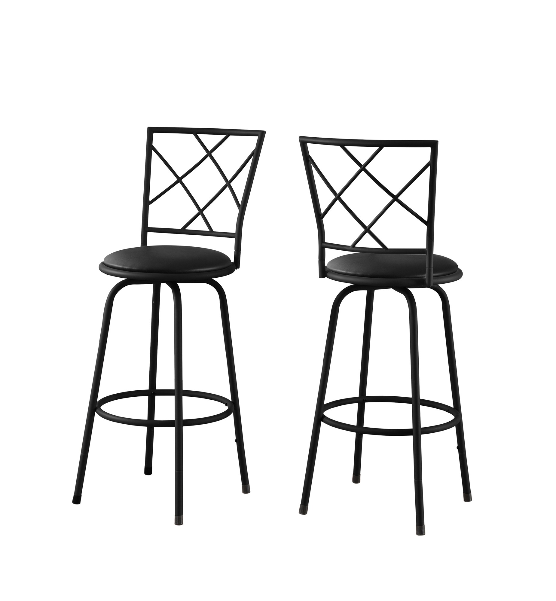 32" x 32" x 88" Black Metal Foam LeatherLook Barstool 2pcs