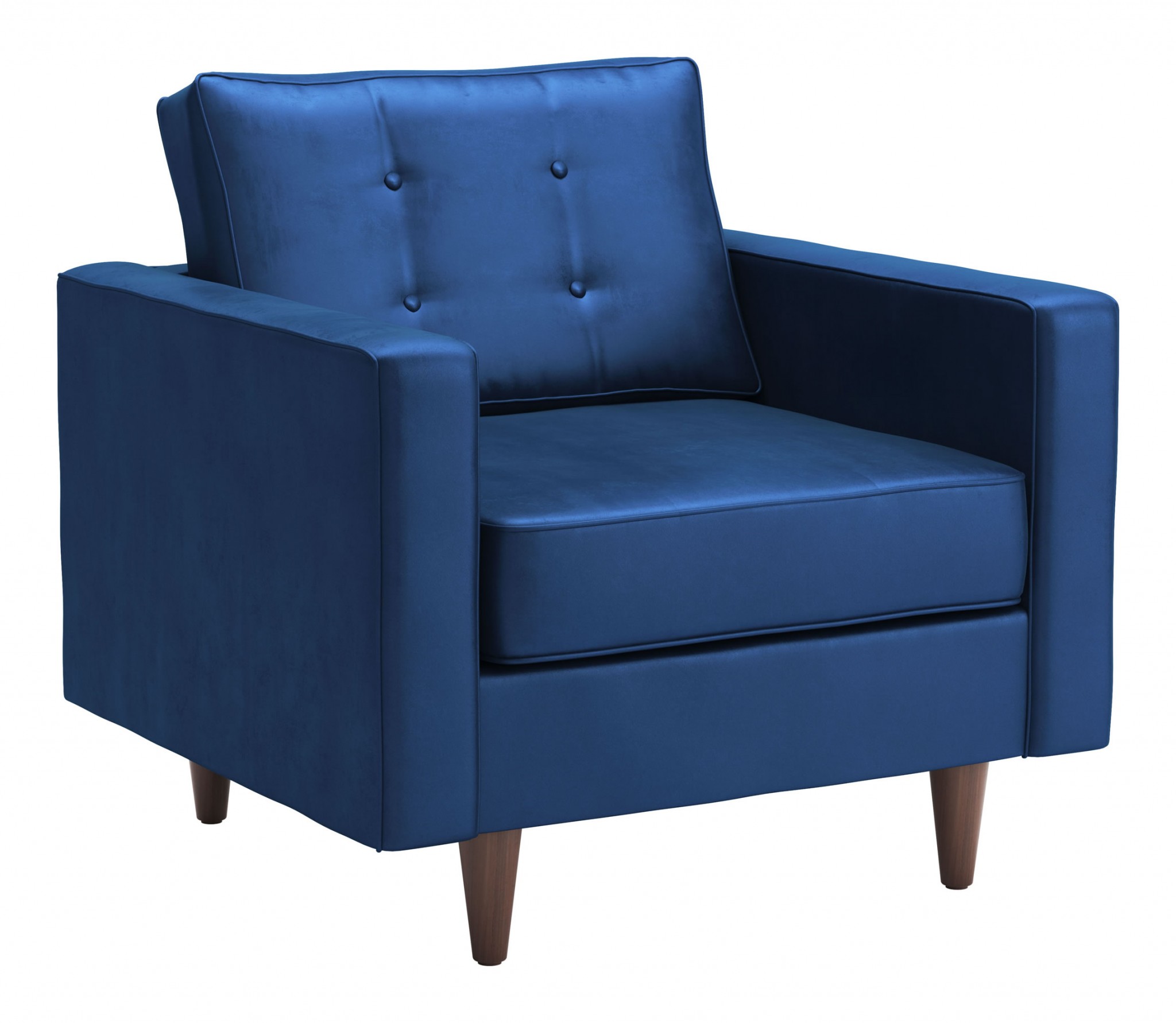 37" x 32" x 35.5" Dark Blue Velvet, Alder Wood, Foam, Fabric & Fiber, Arm Chair