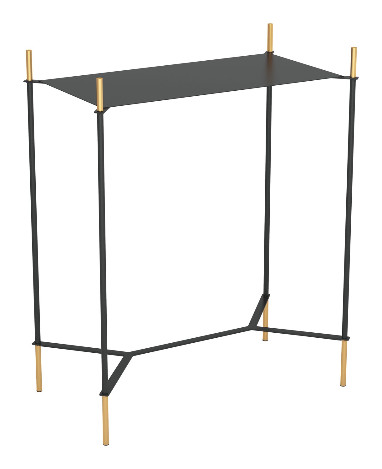 19.3" x 10.4" x 24.2" Gold & Black, Steel, Side Table