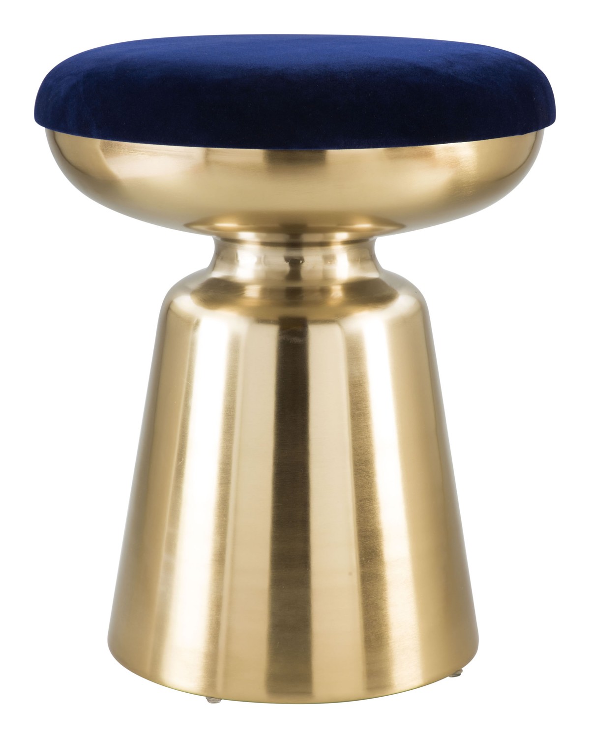 Funky Blue Velvet and Gold Sculptural Stool