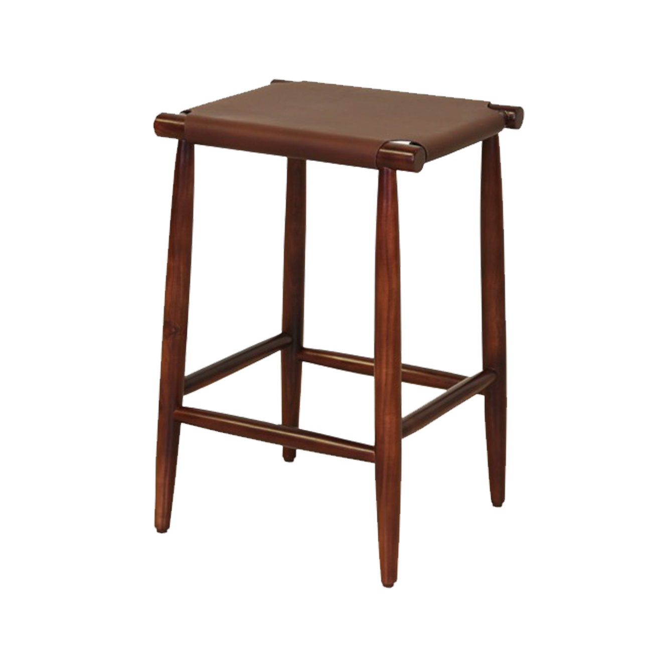 17" X 15.5" X 25.5" Brown Wood Leather Counter Stool