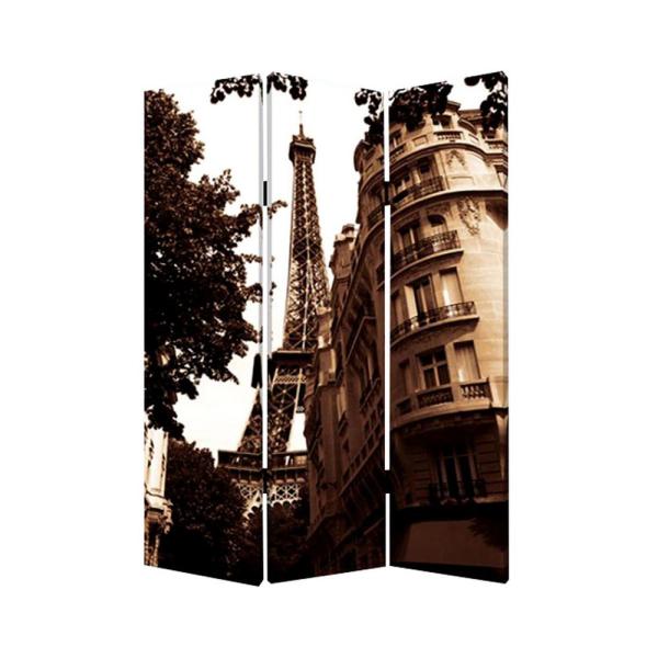 1" x 48" x 72" Multi Color Wood Canvas Paris Screen