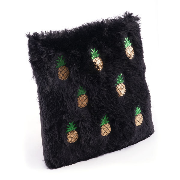 Black And Gold Pineapple Cozy Pillow