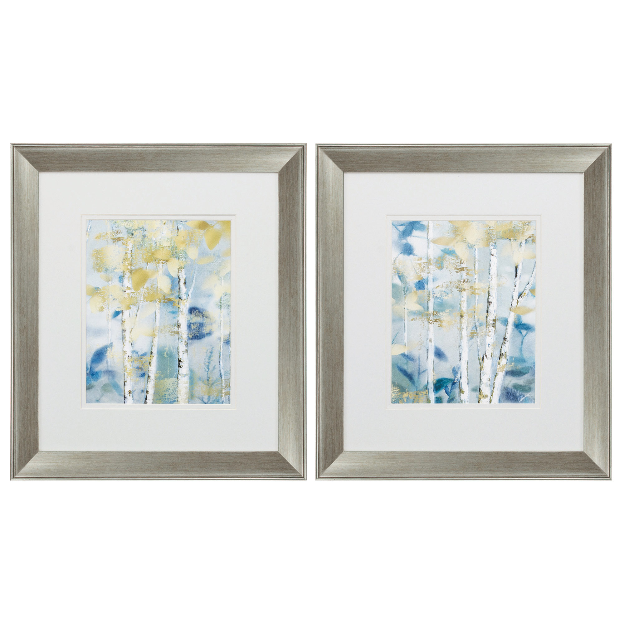 16" X 18" Brushed Silver Frame Gilded Forest Detail (Set of 2)