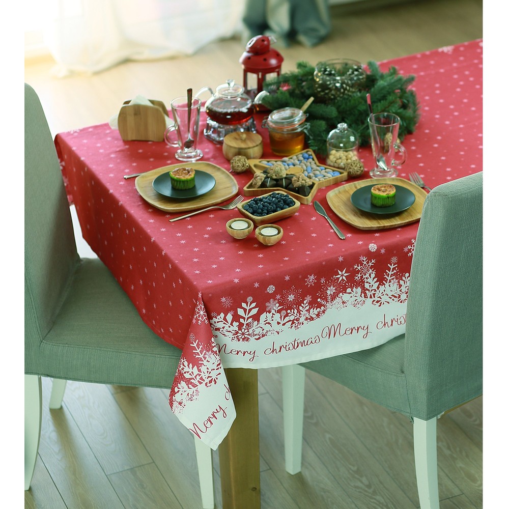 55" Merry Christmas Printed Square Tablecloth in Red