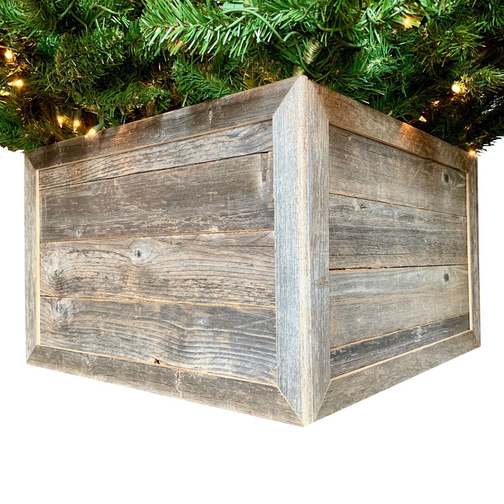 18" Square Natural Weathered Gray Christmas Tree Collar
