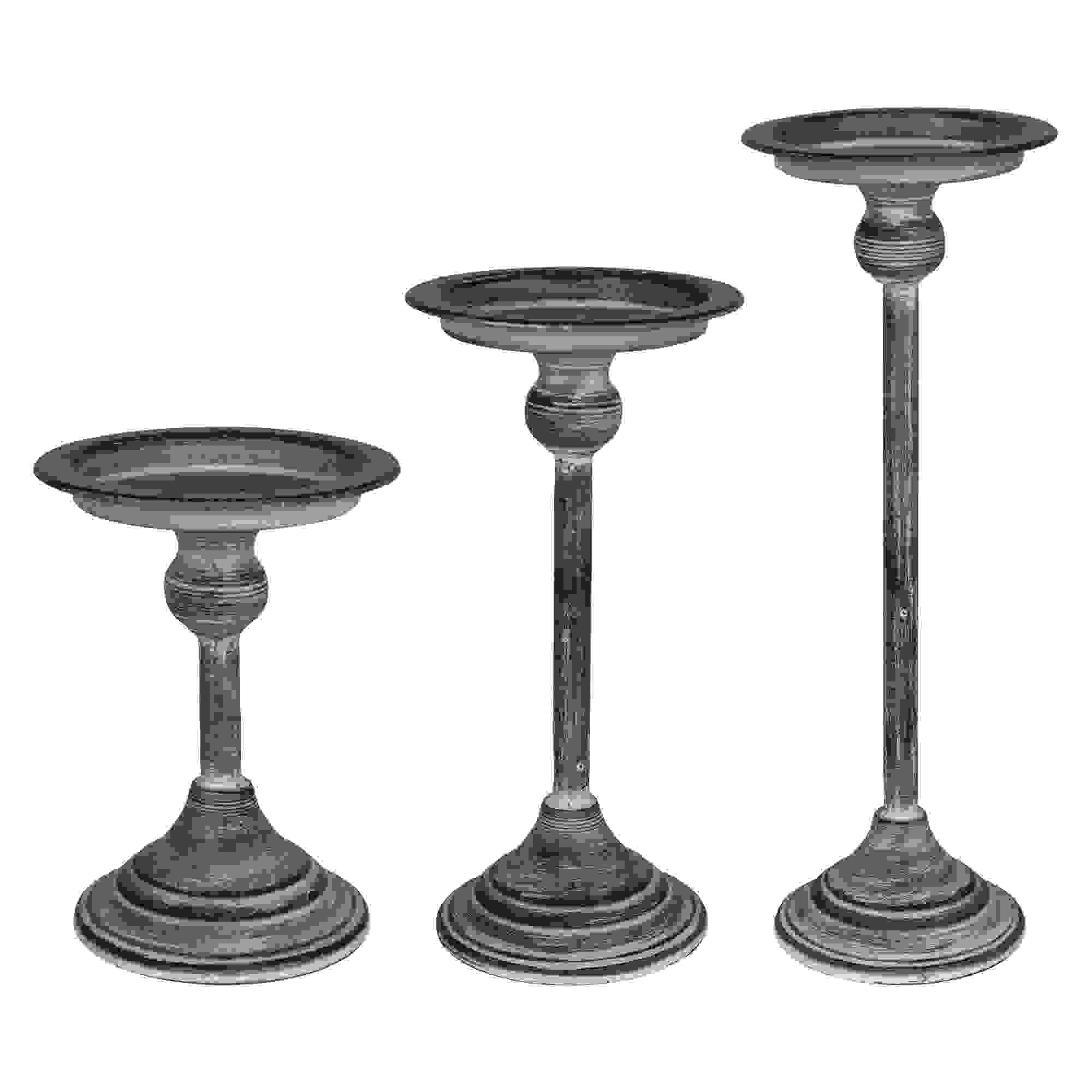Stratton Home Decor Set of 3 Distressed Green Candle Holders