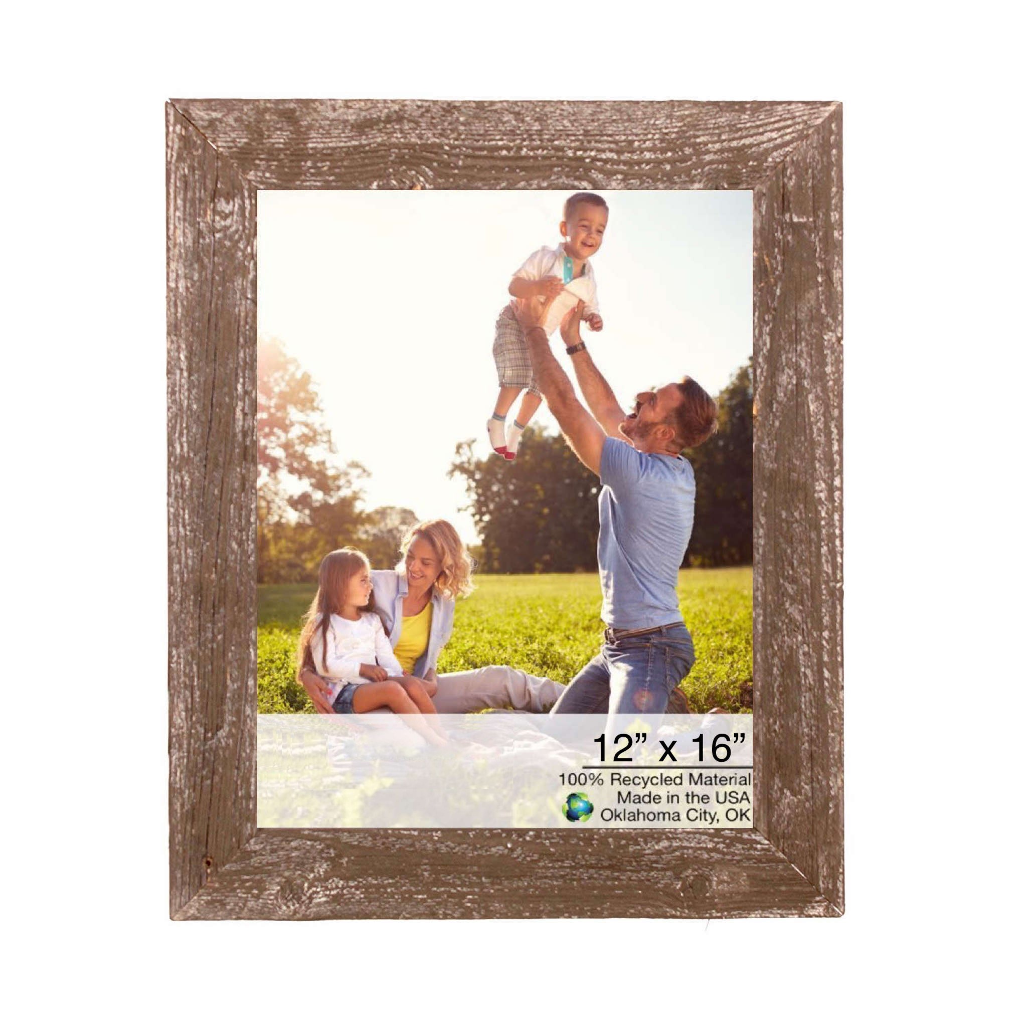 12 x 16 Rustic Farmhouse Brown Wood Frame