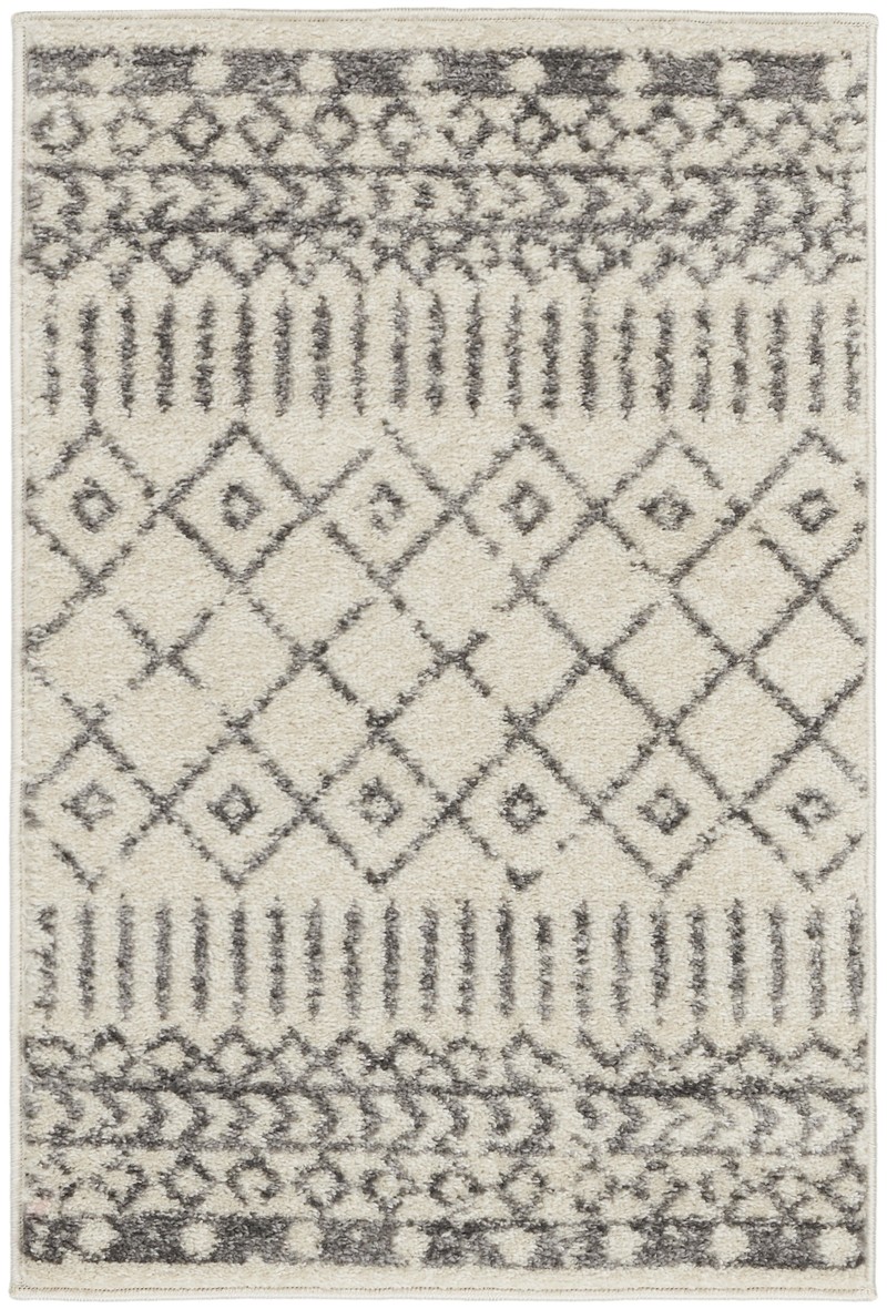 2 x 3 Ivory and Gray Geometric Scatter Rug