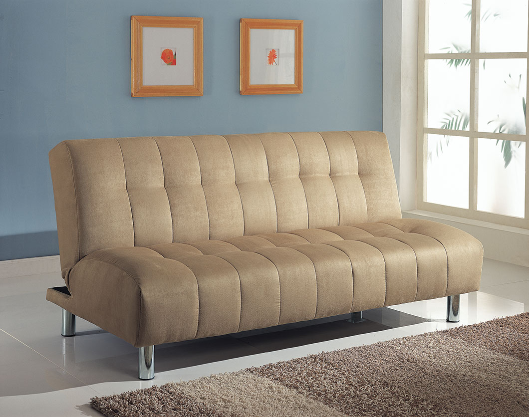 Sylvia Adjustable Sofa, Beige Microfiber