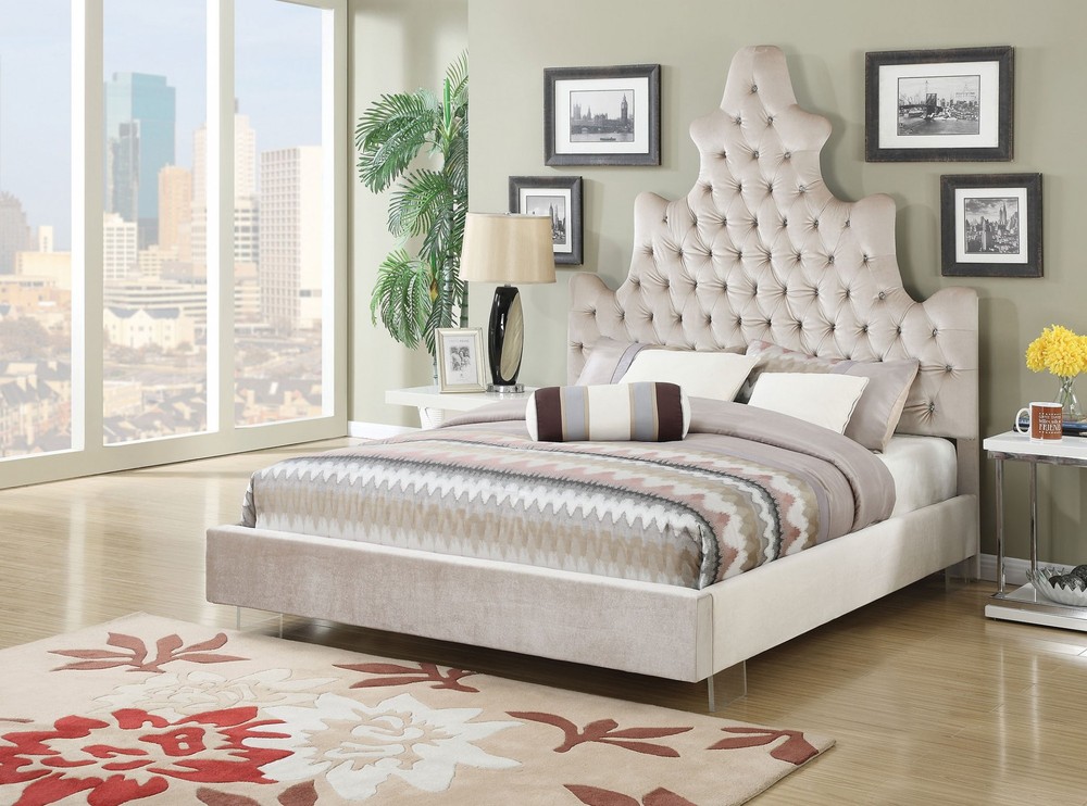 90" X 66" X 77" Queen Sand Plush Bed